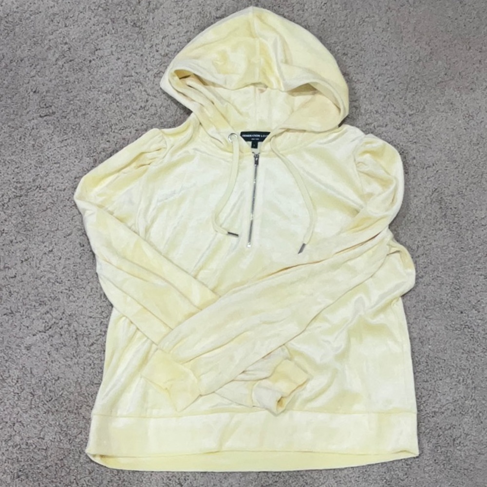 GENERATION LOVE REVOLVE VELOUR PRIMROSE HOODIE YELLOW SIZE LARGE